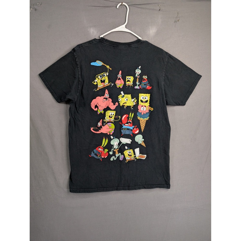 Spongebob Squarepants Mens Graphic T-Shirt Black Short Sleeve Large 8384